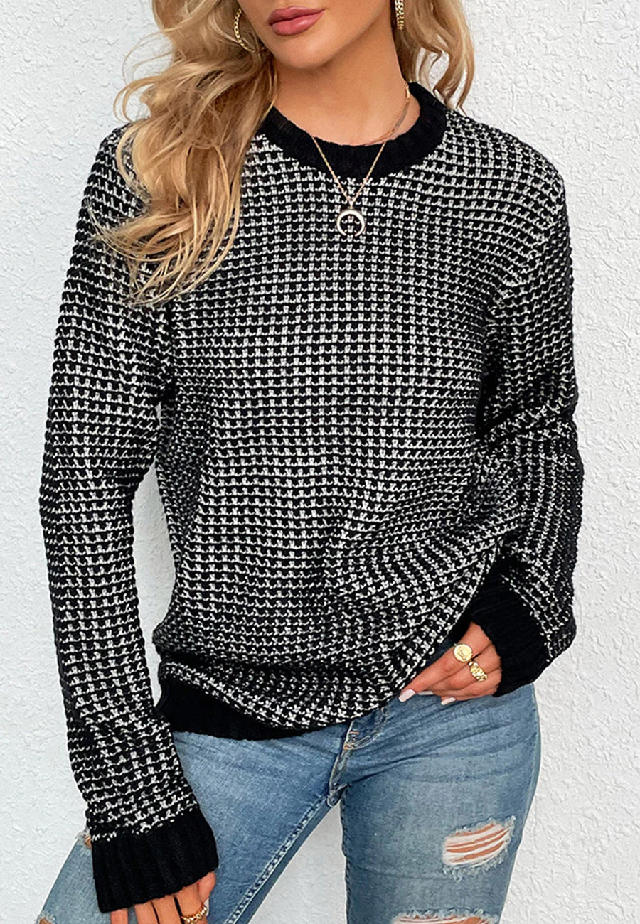 Geometric Print Knit Sweater - Image 2