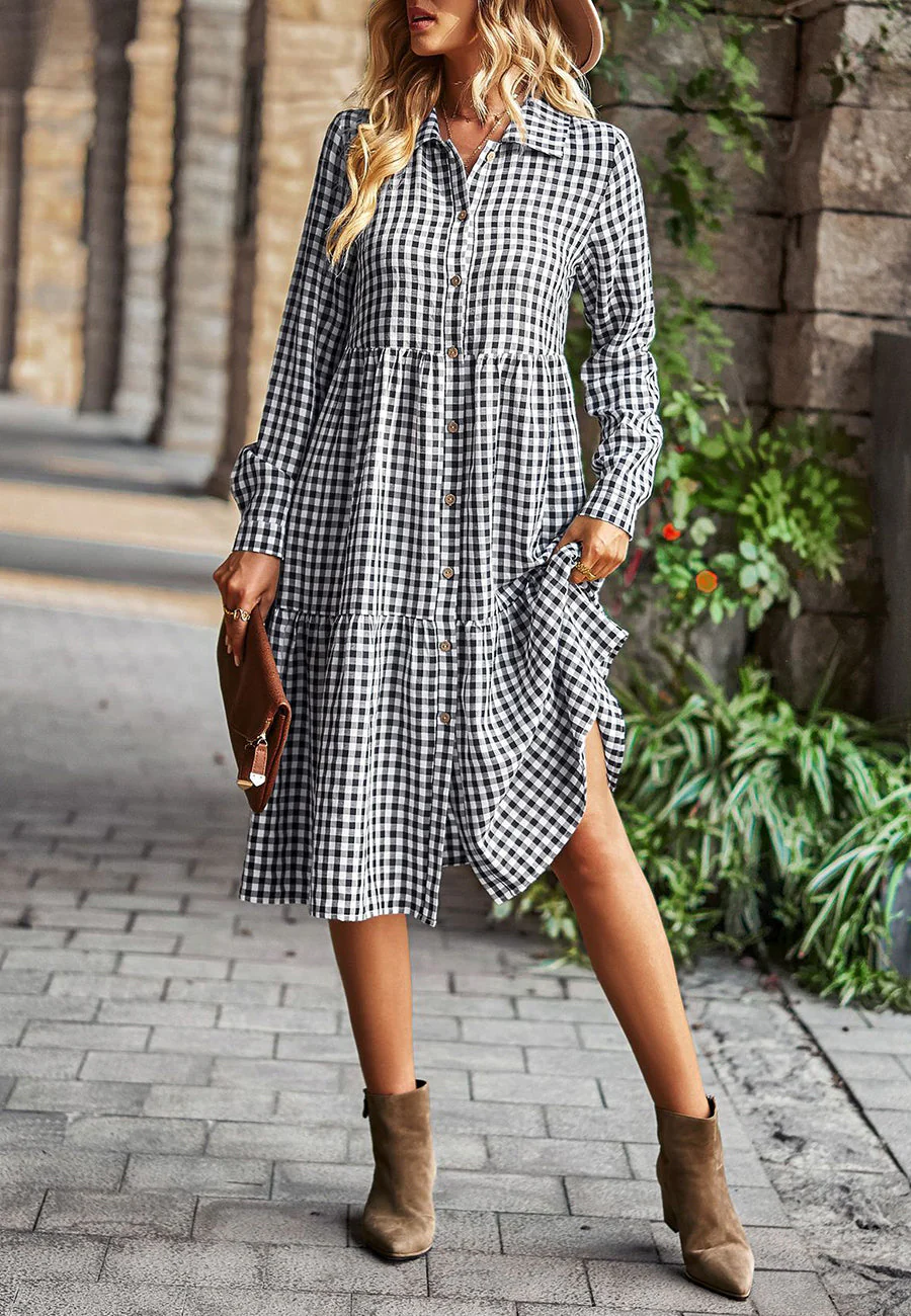 Gingham Button Down Dress - Image 10