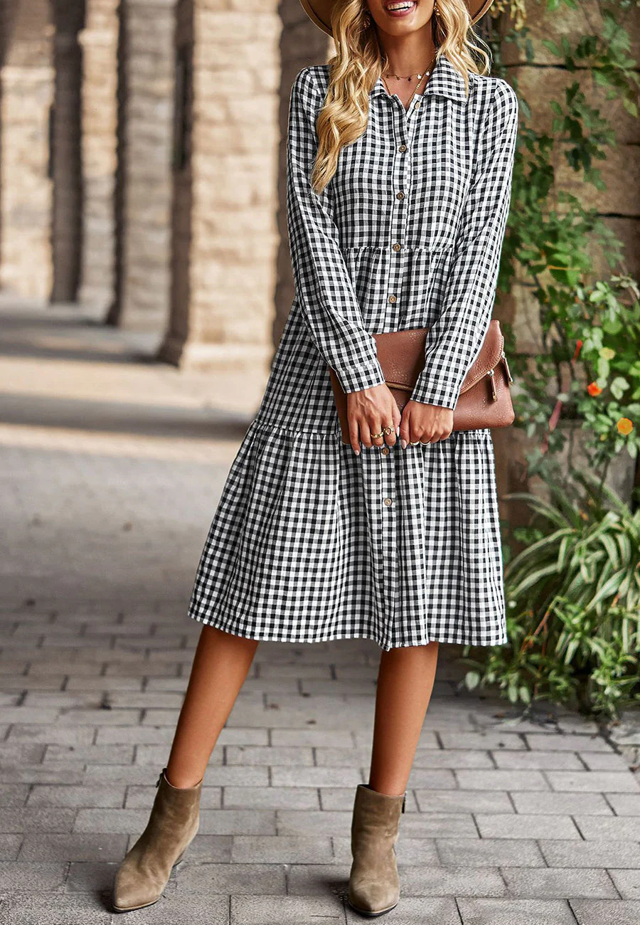 Gingham Button Down Dress - Image 11
