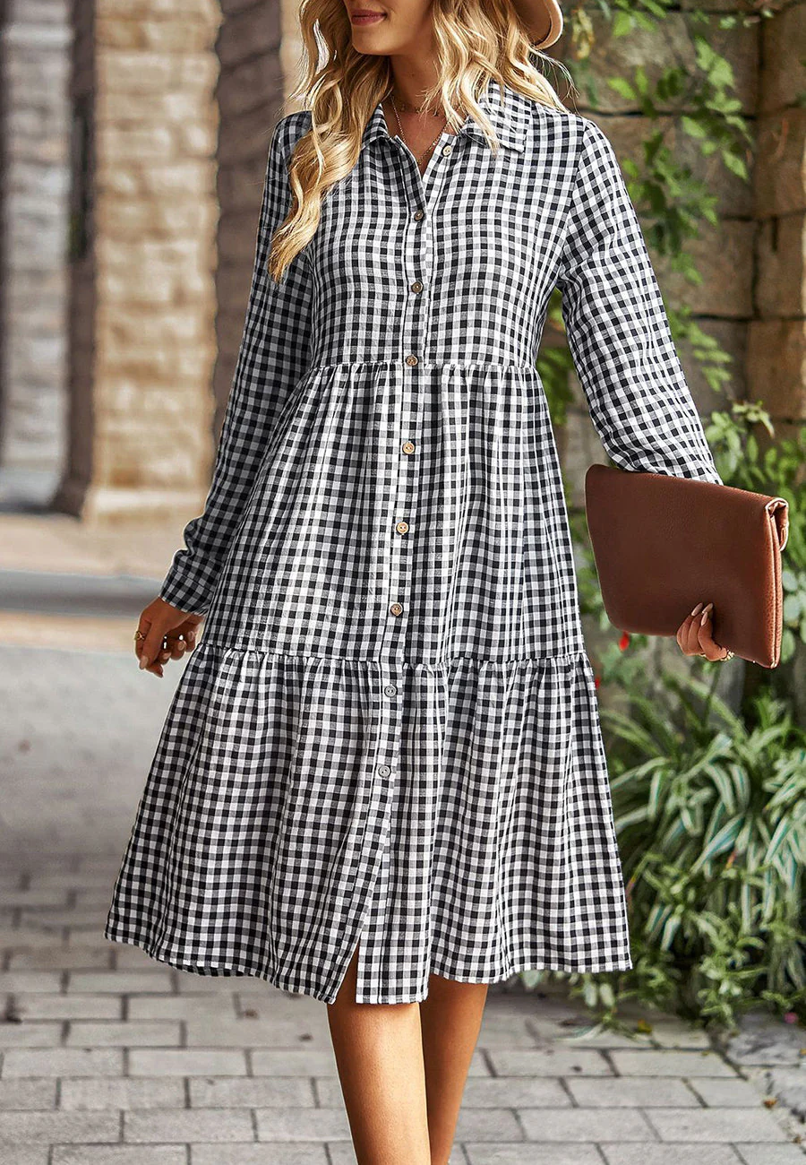 Gingham Button Down Dress - Image 12