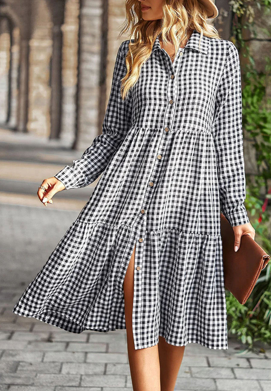 Gingham Button Down Dress - Image 14
