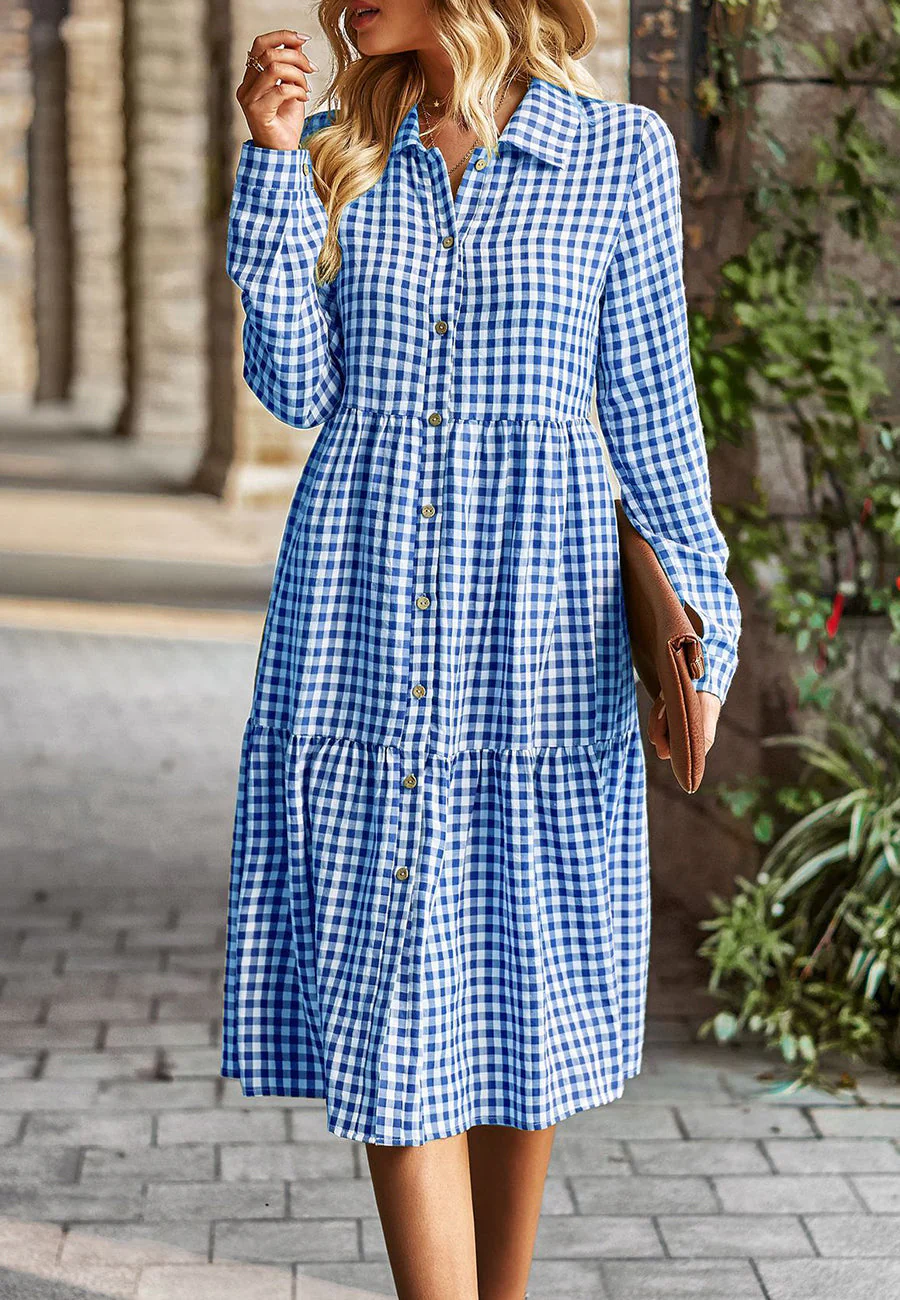 Gingham Button Down Dress - Image 16