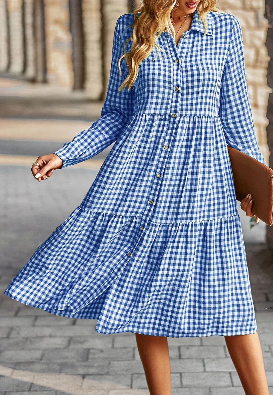 Gingham Button Down Dress - Image 17