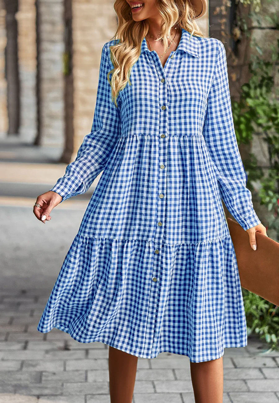 Gingham Button Down Dress - Image 18