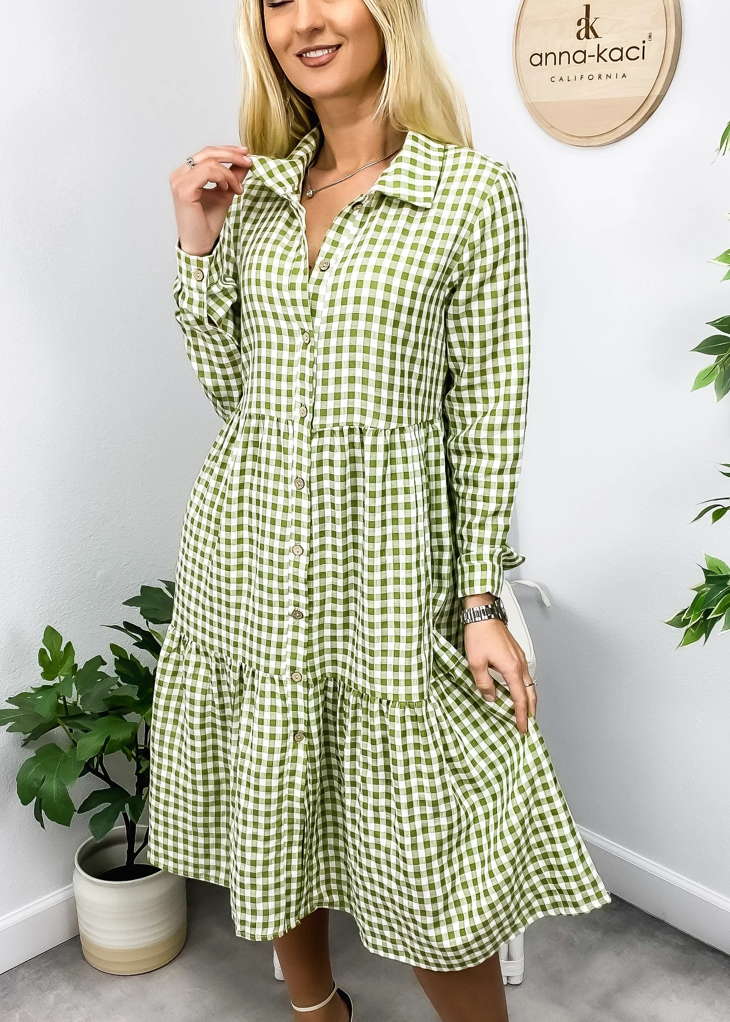 Gingham Button Down Dress - Image 2