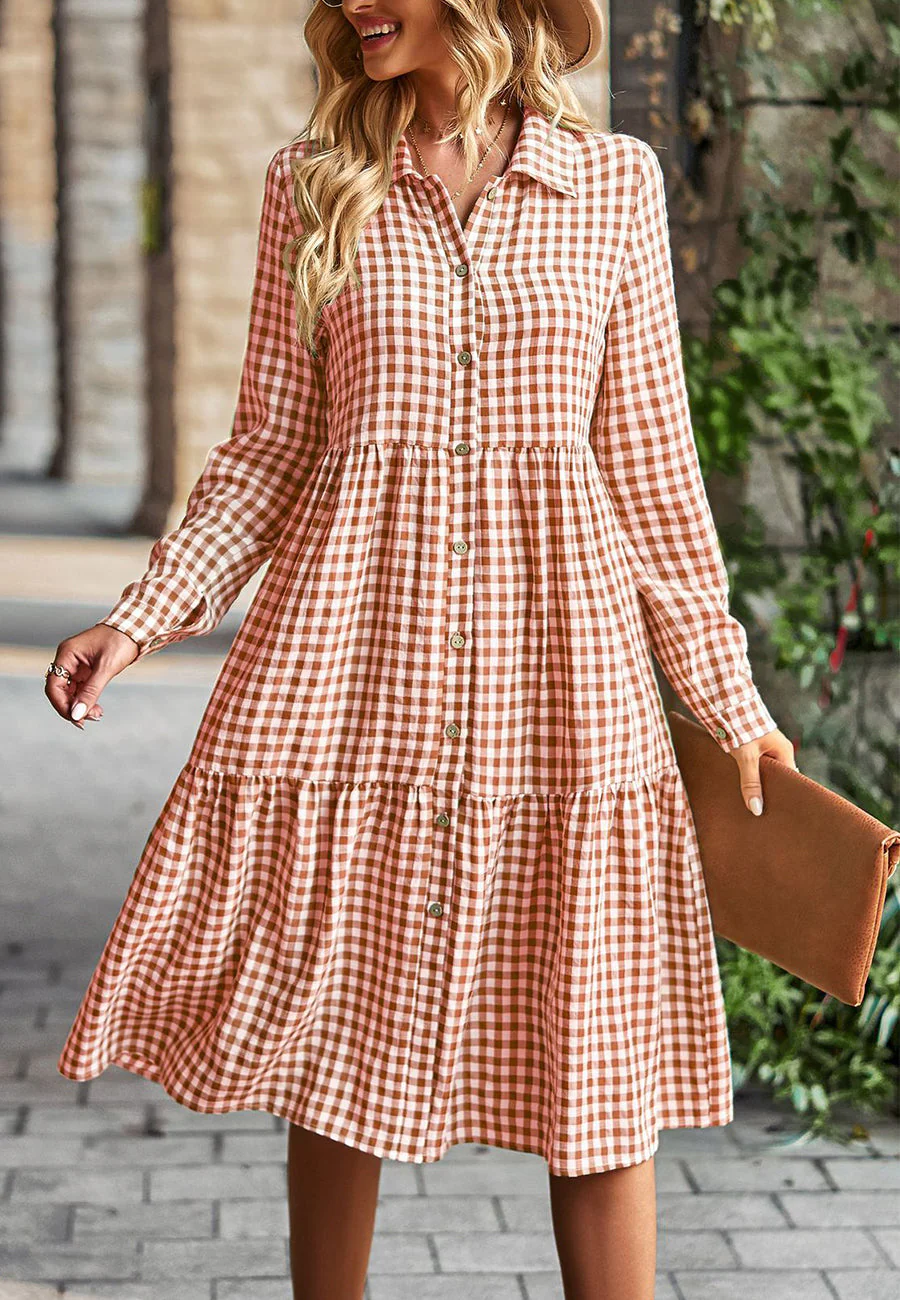 Gingham Button Down Dress - Image 21