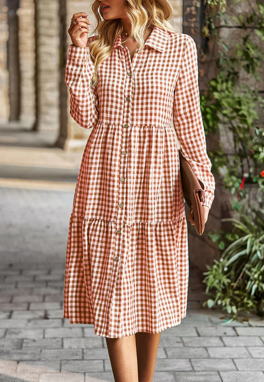 Gingham Button Down Dress - Image 22