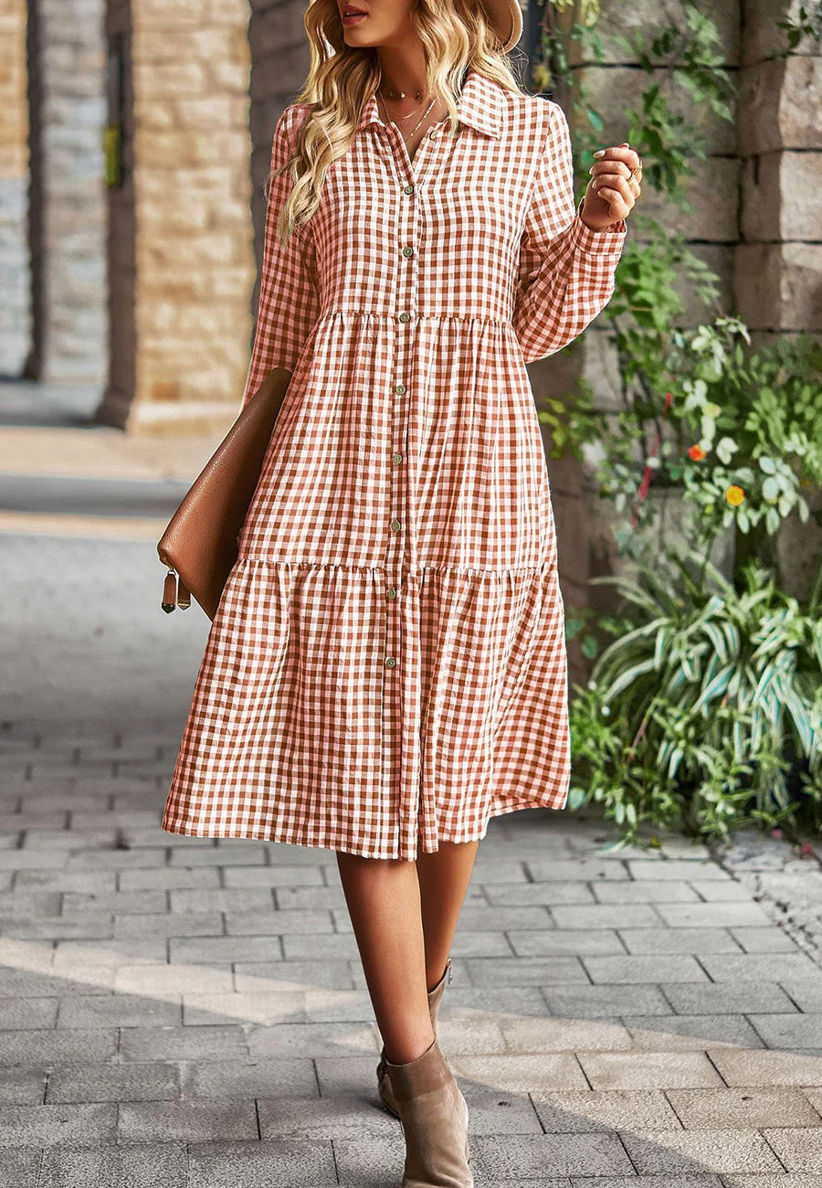 Gingham Button Down Dress - Image 23