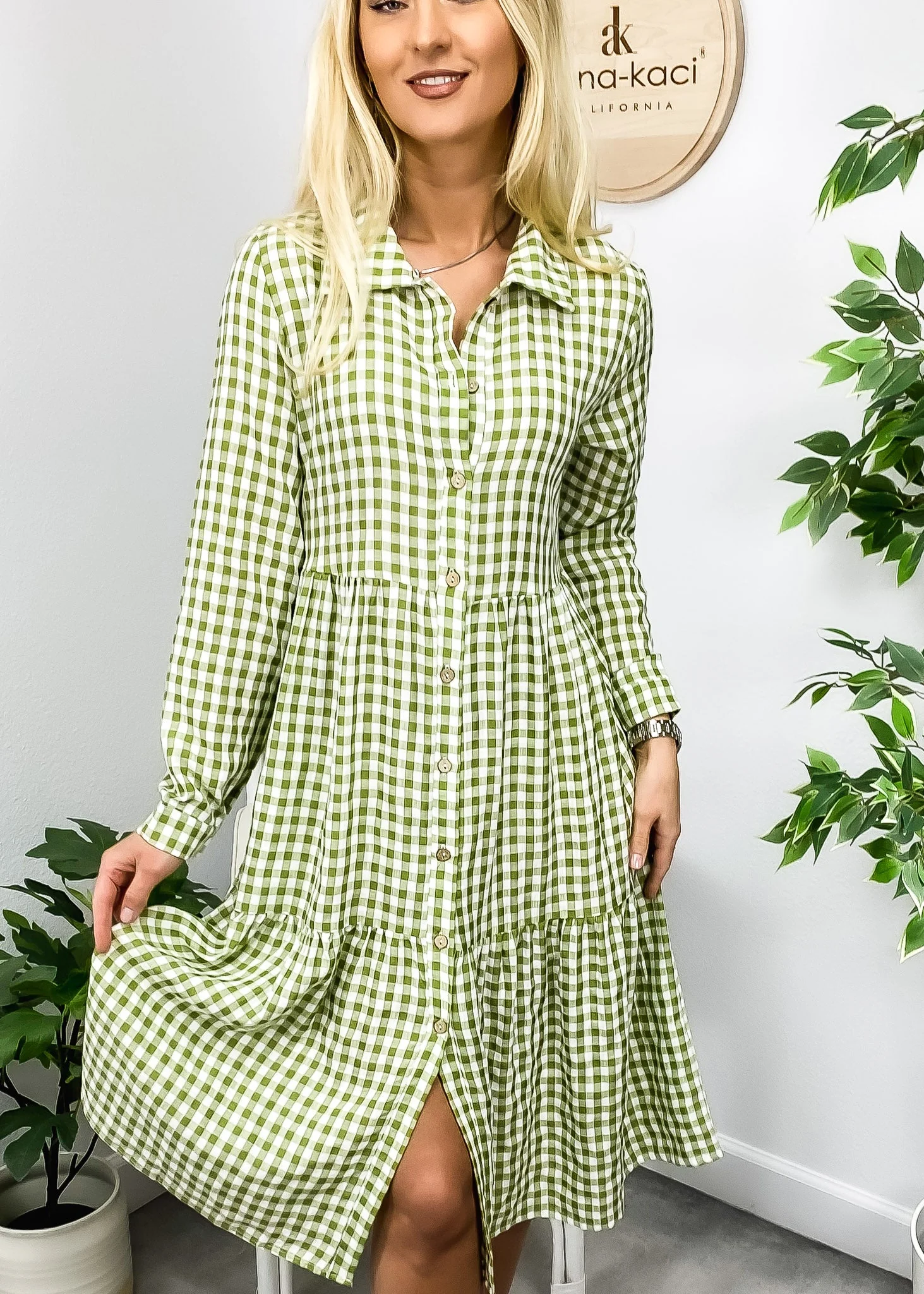 Gingham Button Down Dress - Image 3
