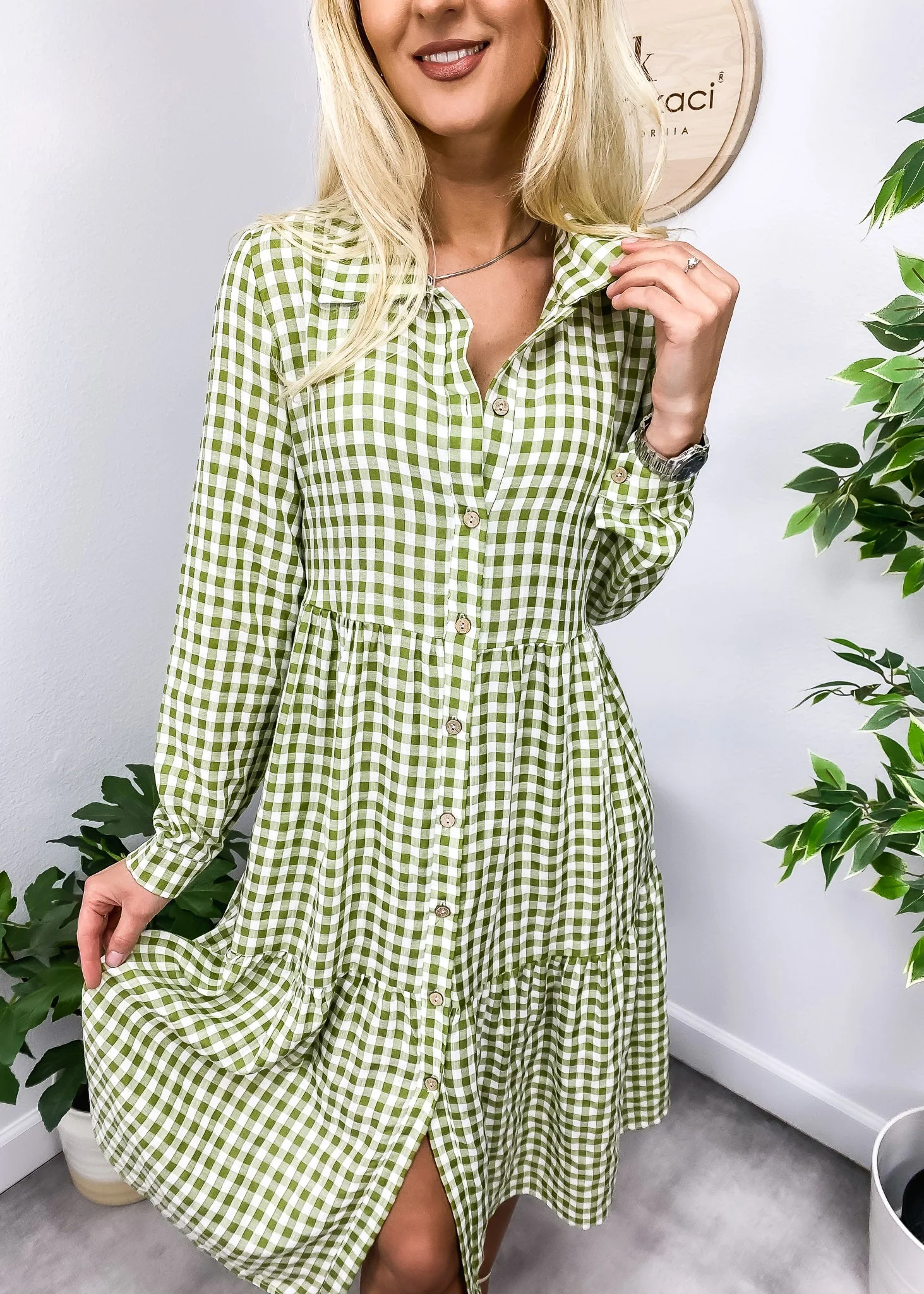 Gingham Button Down Dress - Image 4