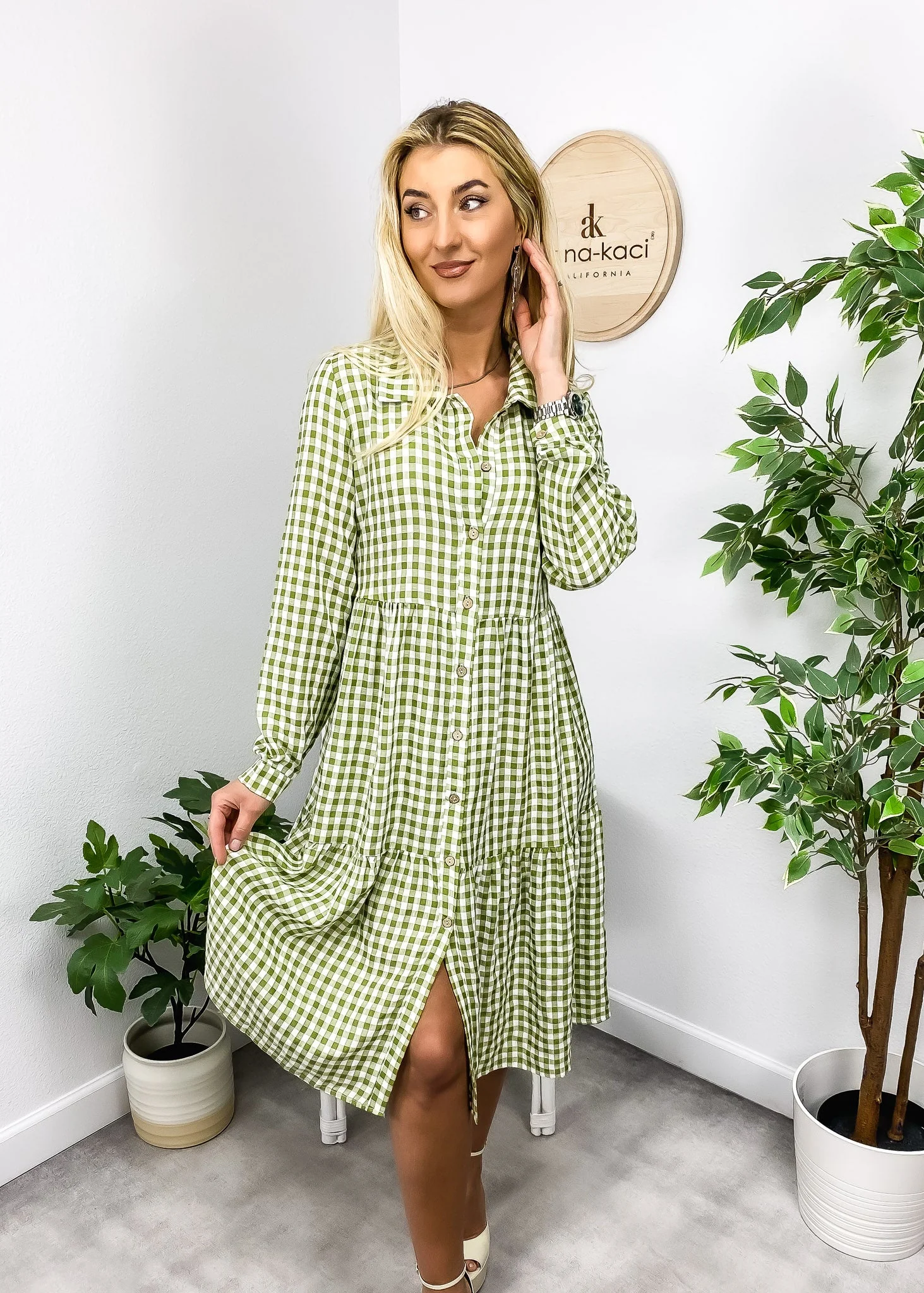 Gingham Button Down Dress - Image 5