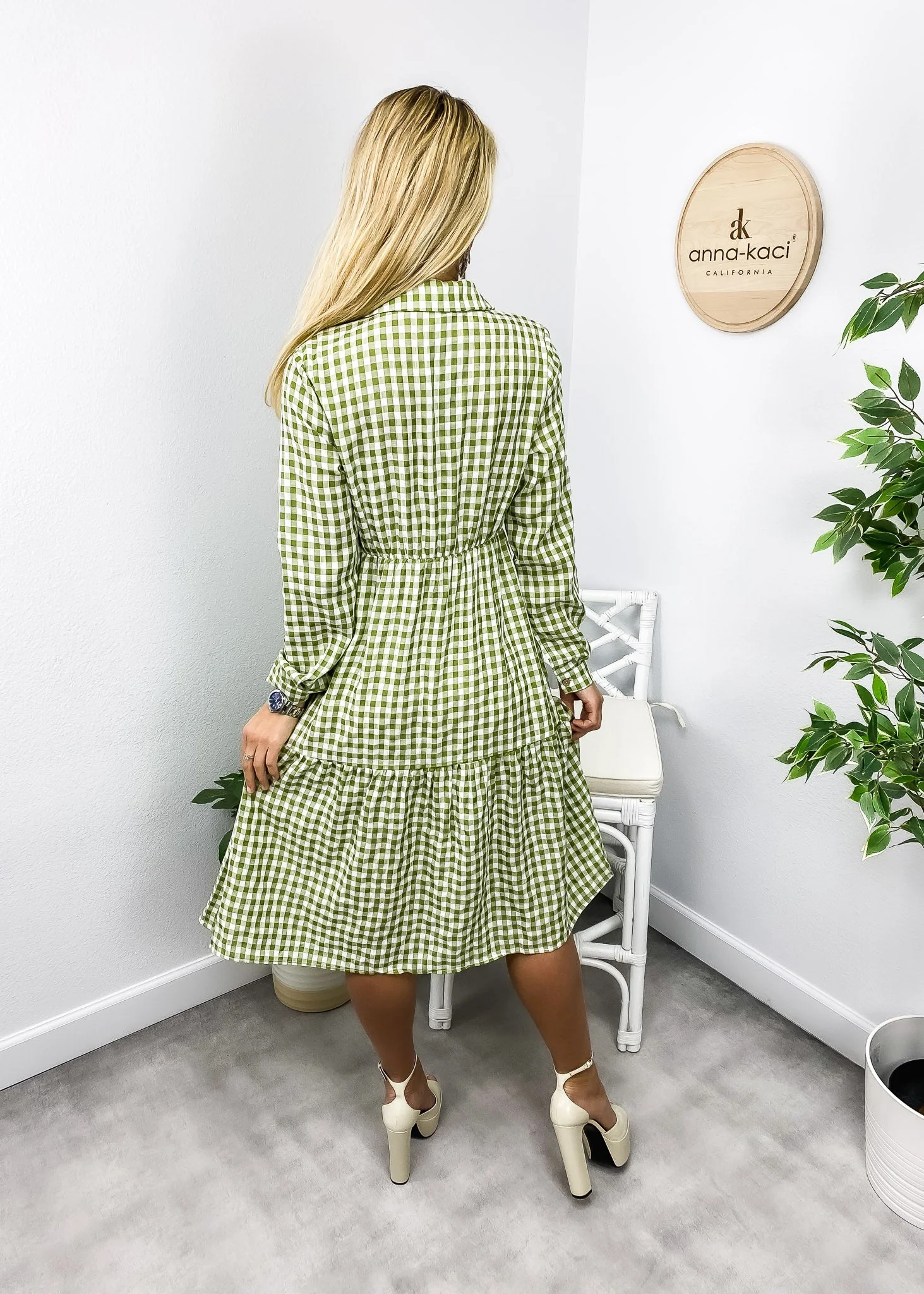 Gingham Button Down Dress - Image 8
