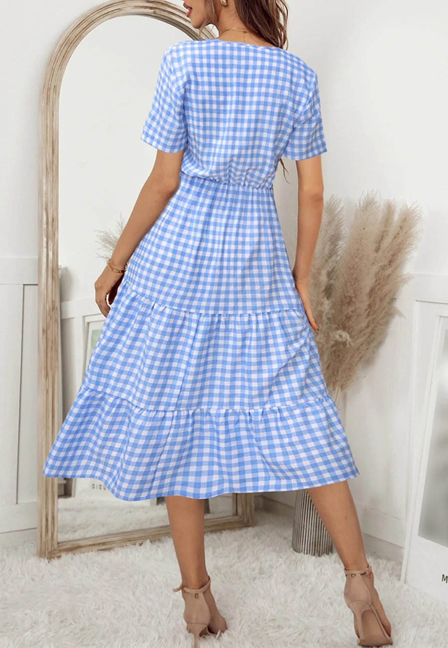 Gingham Print Twist Front Dress - Image 11