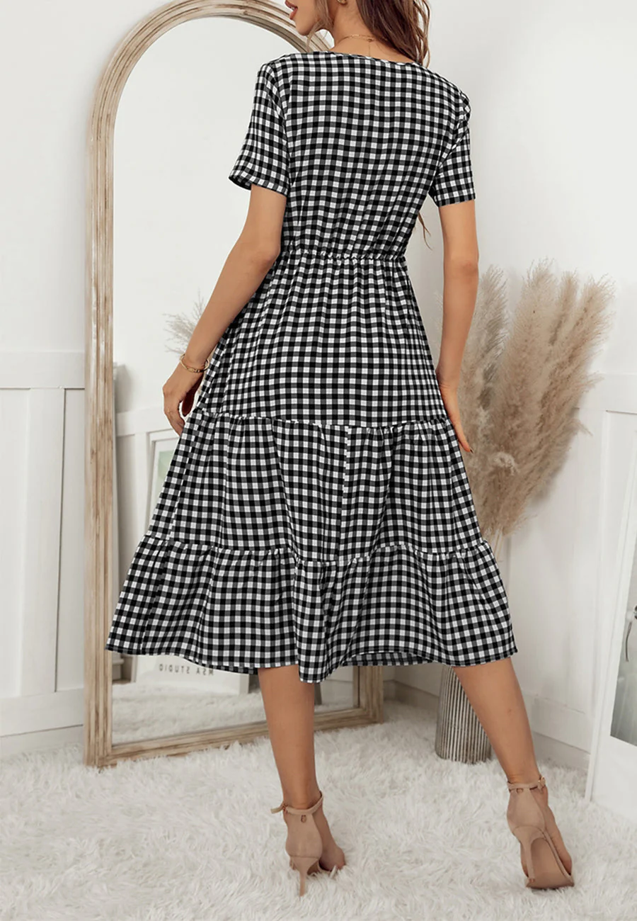 Gingham Print Twist Front Dress - Image 6