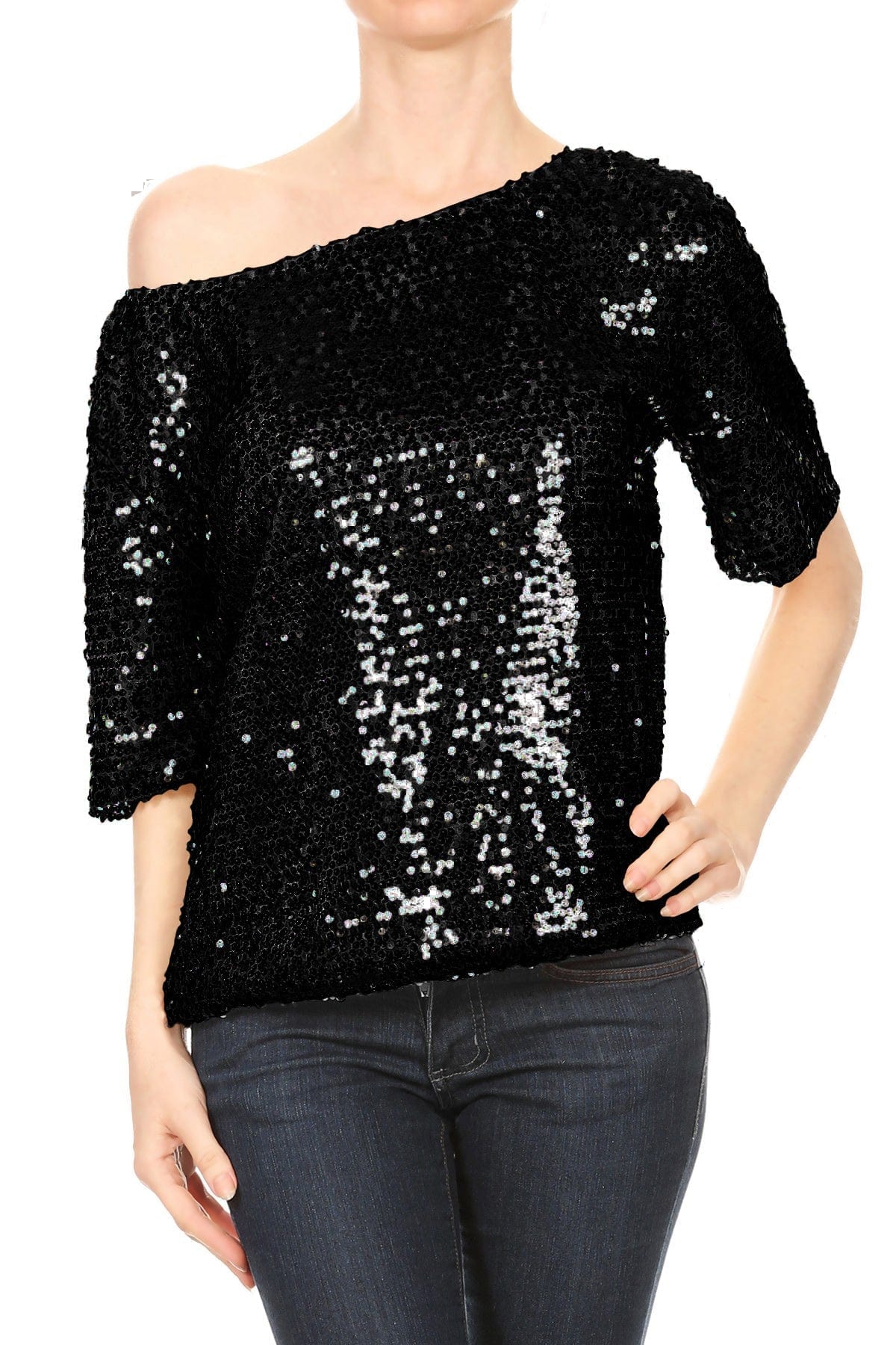 Glam Off-Shoulder Sequin Top - Image 16