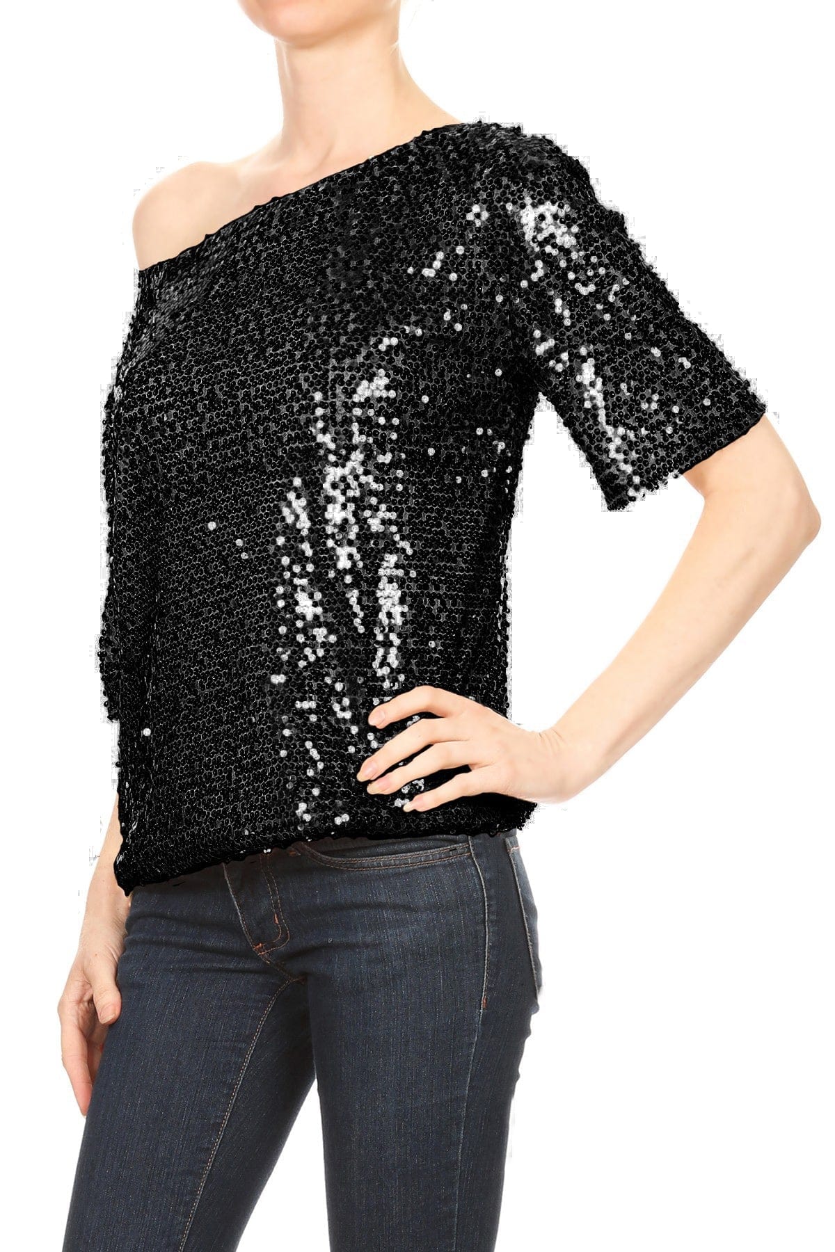Glam Off-Shoulder Sequin Top - Image 18