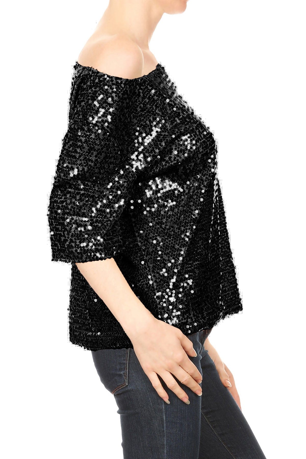 Glam Off-Shoulder Sequin Top - Image 19