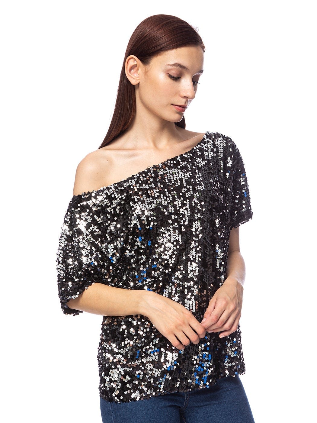 Glam Off-Shoulder Sequin Top - Image 25