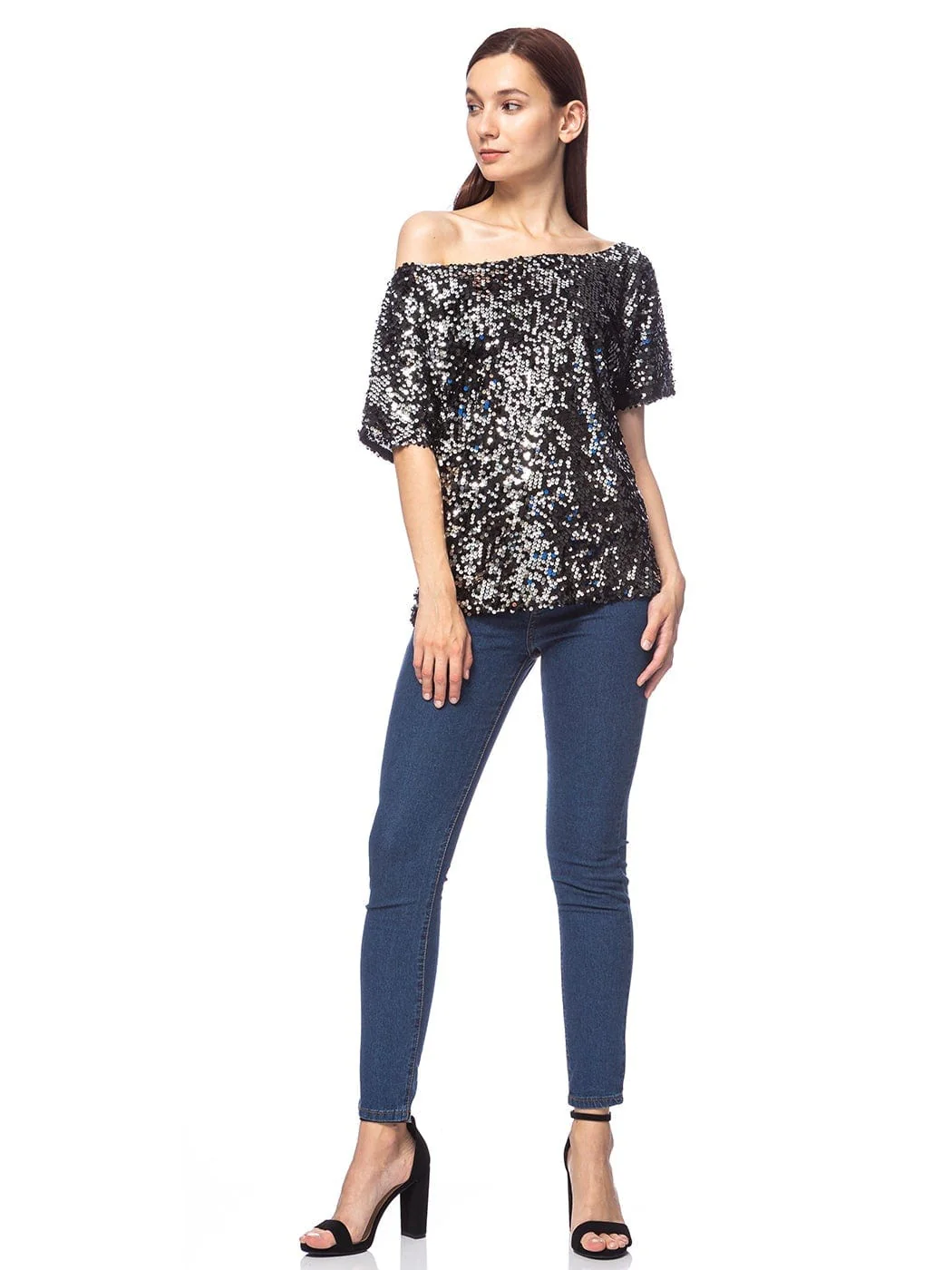 Glam Off-Shoulder Sequin Top - Image 27