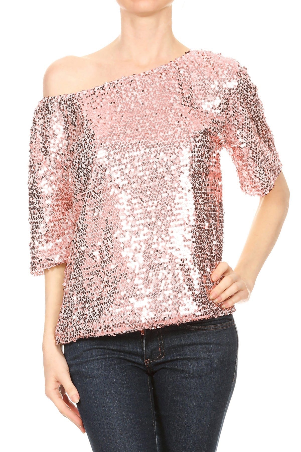 Glam Off-Shoulder Sequin Top - Image 44