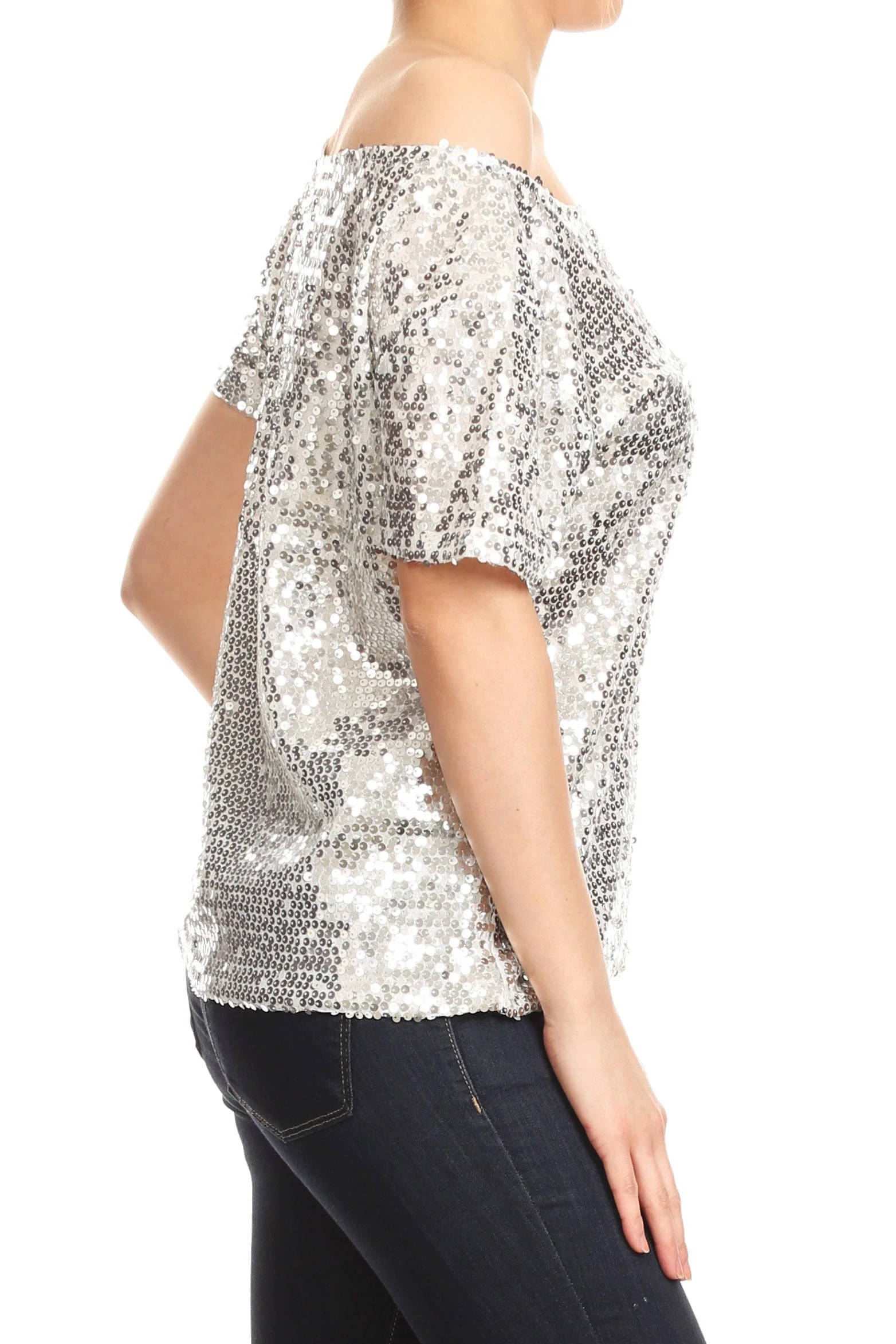 Glam Off-Shoulder Sequin Top - Image 53