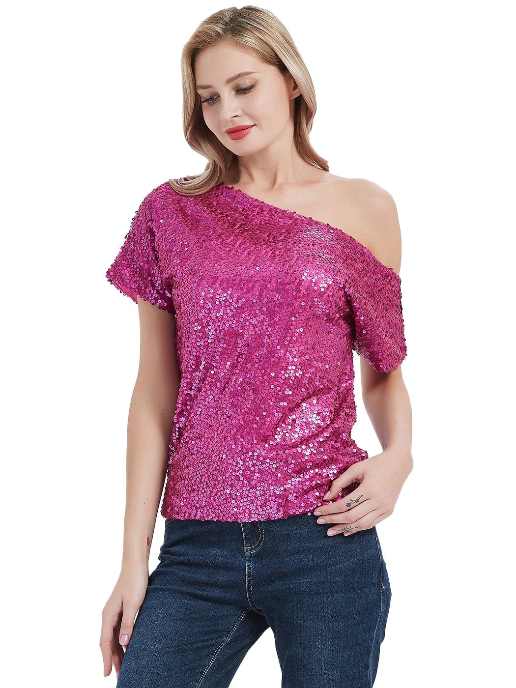 Glam Off-Shoulder Sequin Top - Image 71