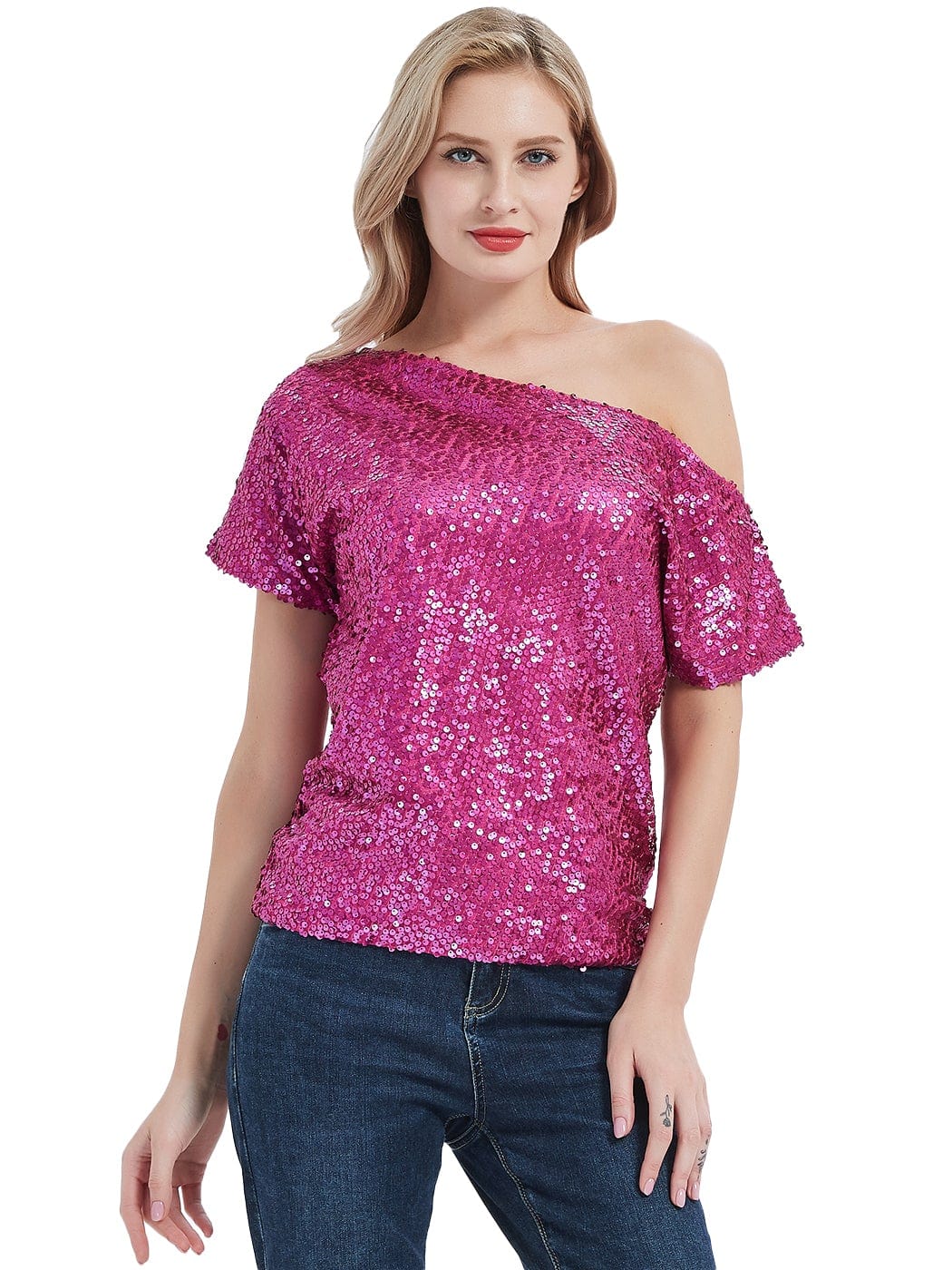 Glam Off-Shoulder Sequin Top - Image 73
