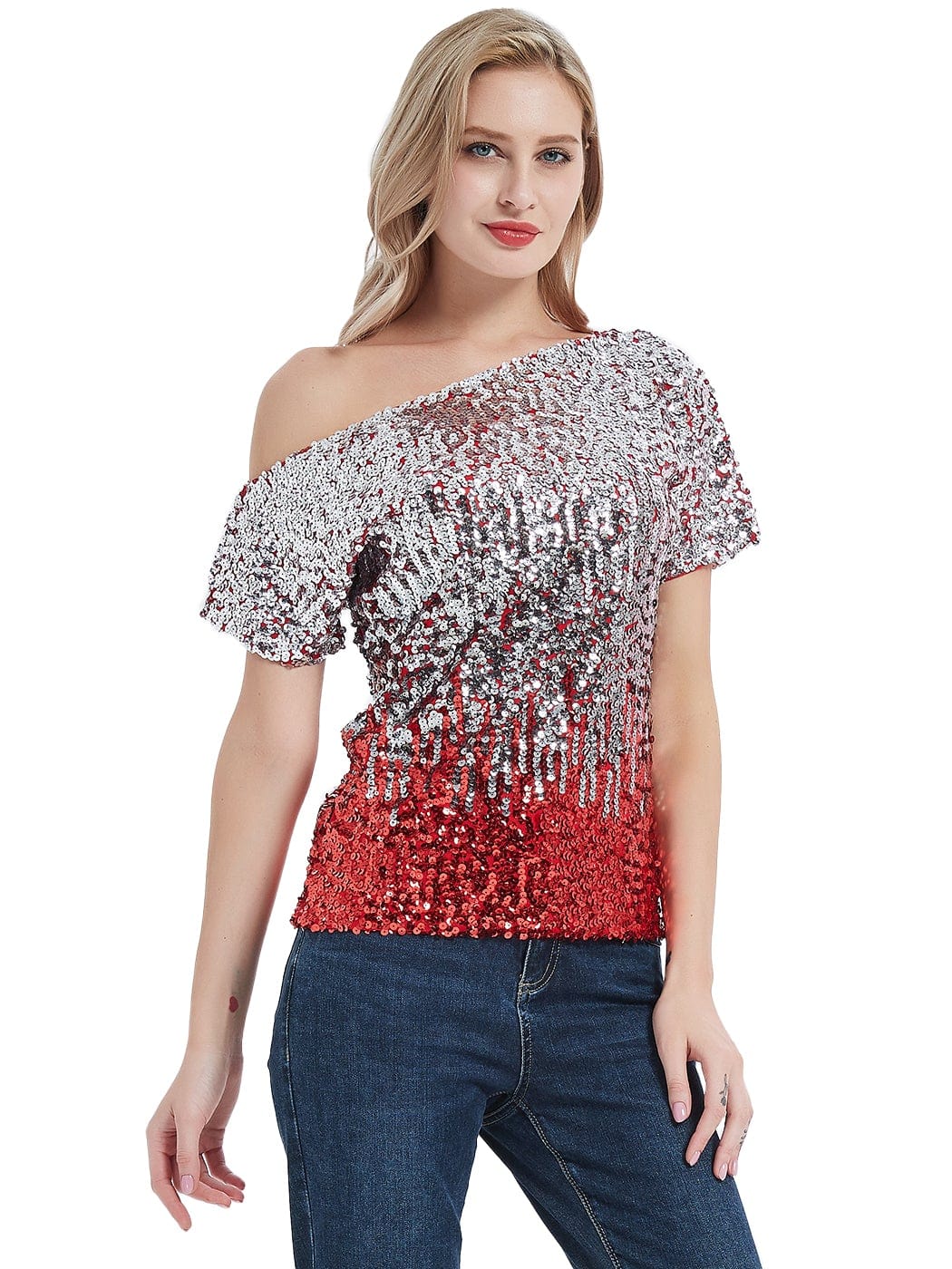 Glam Off-Shoulder Sequin Top - Image 78