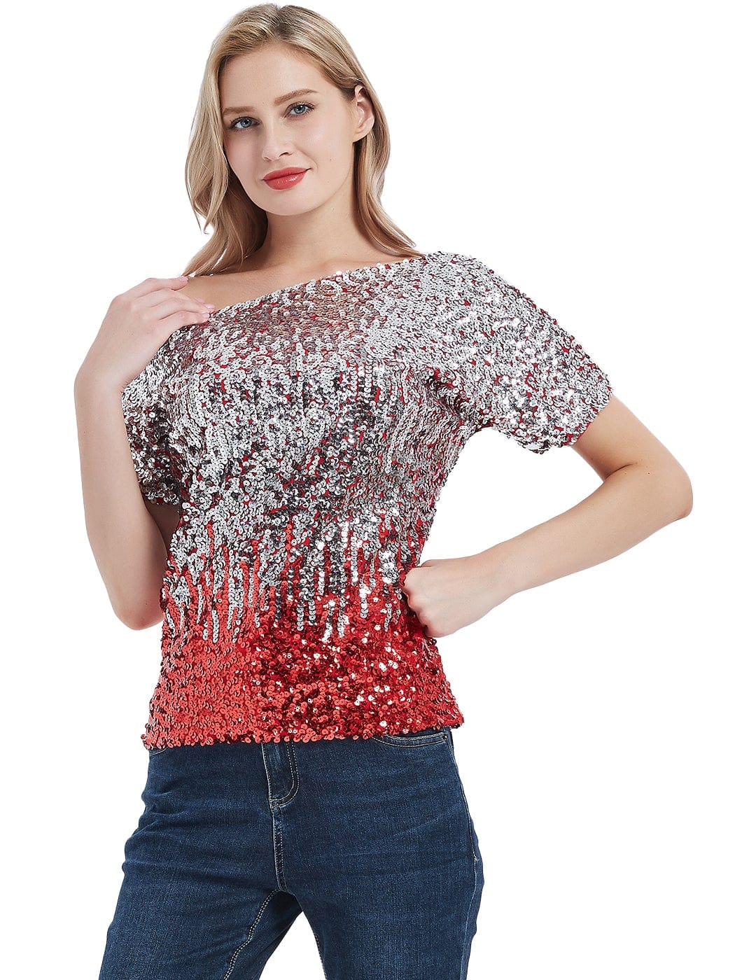 Glam Off-Shoulder Sequin Top - Image 81
