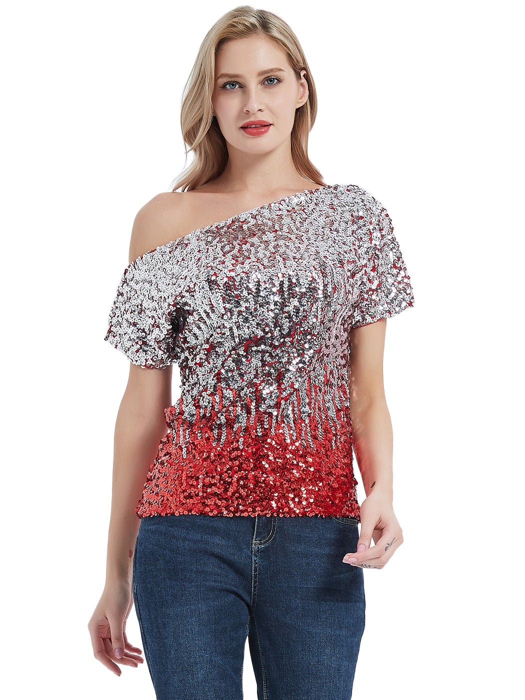 Glam Off-Shoulder Sequin Top - Image 82