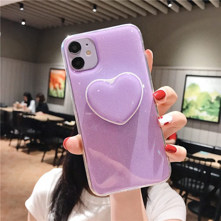 Glittery Phone Case with Heart Grip - Image 3