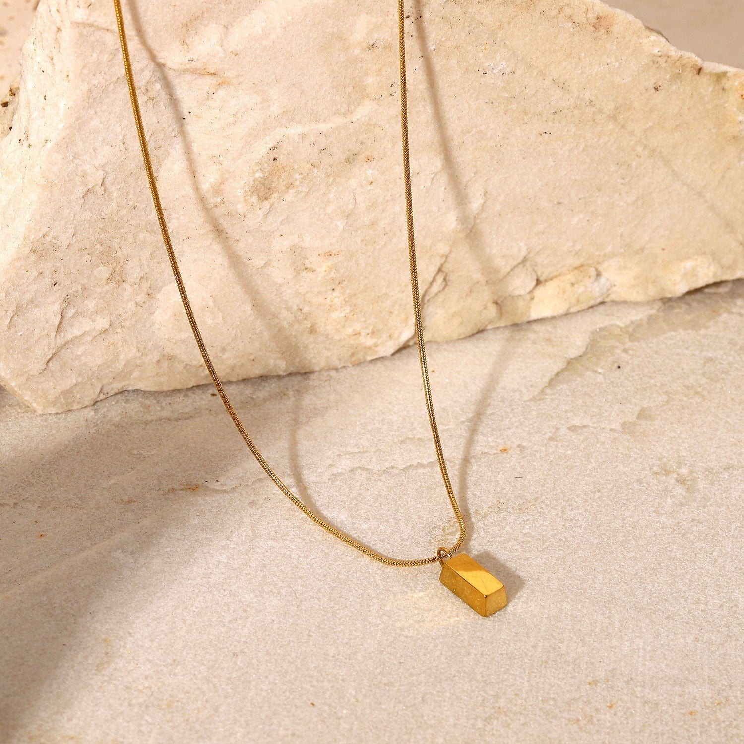 Gold Bar Pendant Necklace - Image 4