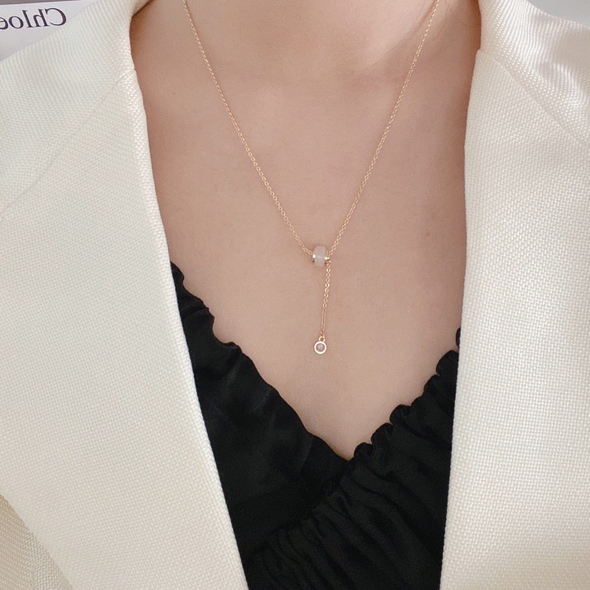 Gold Cat Eye Stone Pendant Necklace - Image 2