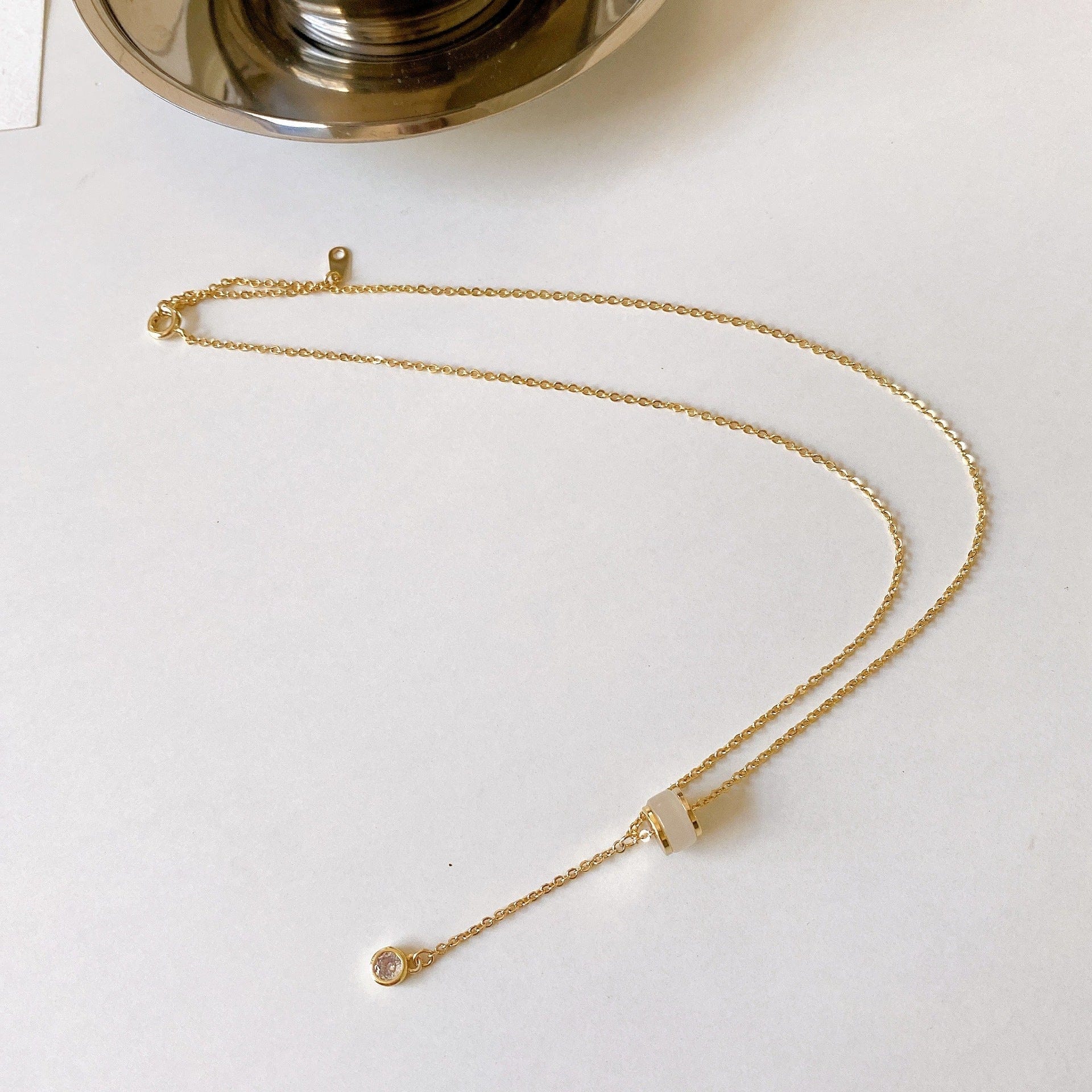 Gold Cat Eye Stone Pendant Necklace - Image 3
