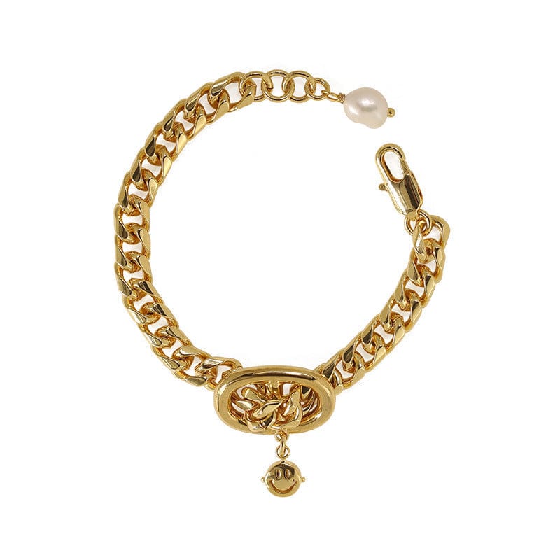 Gold Chain Happy Face Charm Bracelet - Image 4