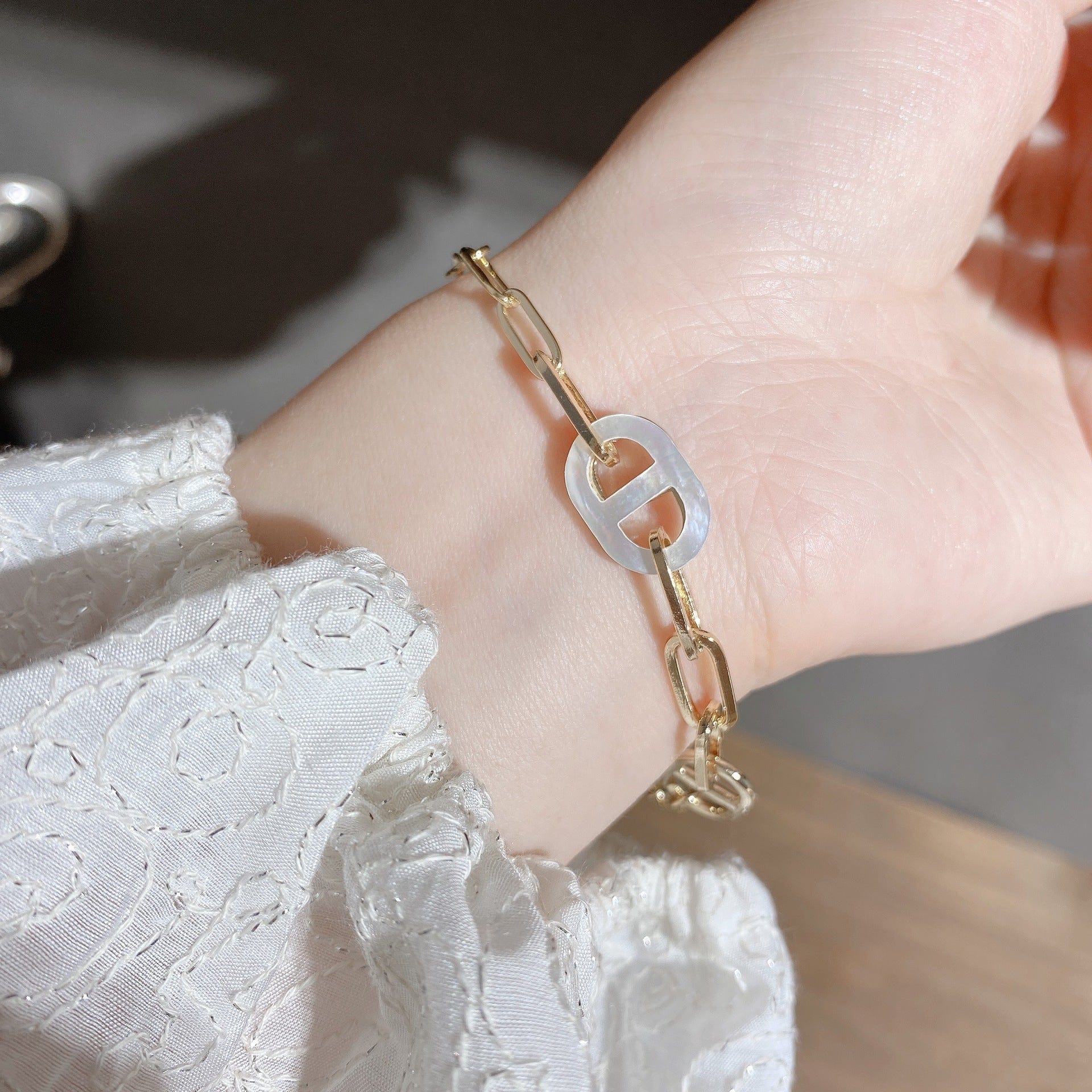 Gold Diamond Geometric Bracelet - Image 2