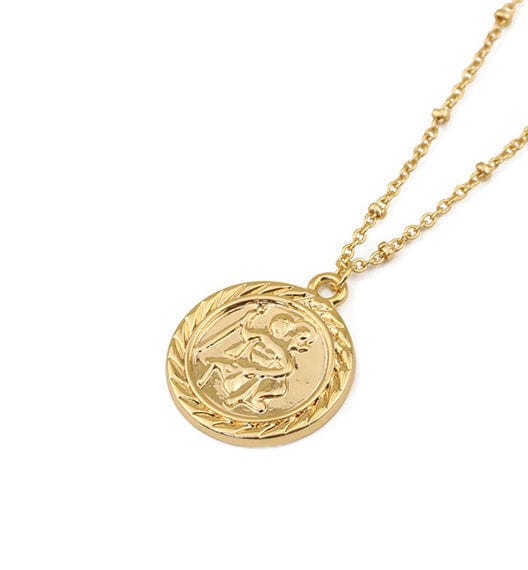 Gold Embossed Coin Charm Necklace - Image 2