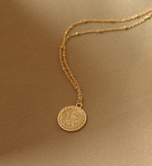 Gold Embossed Coin Charm Necklace - Image 3