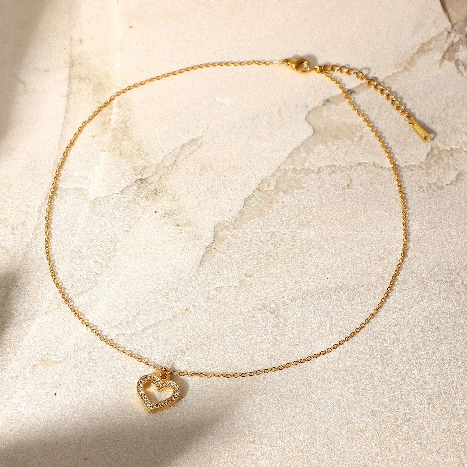 Gold Heart Pendant with Crystals Necklace - Image 4
