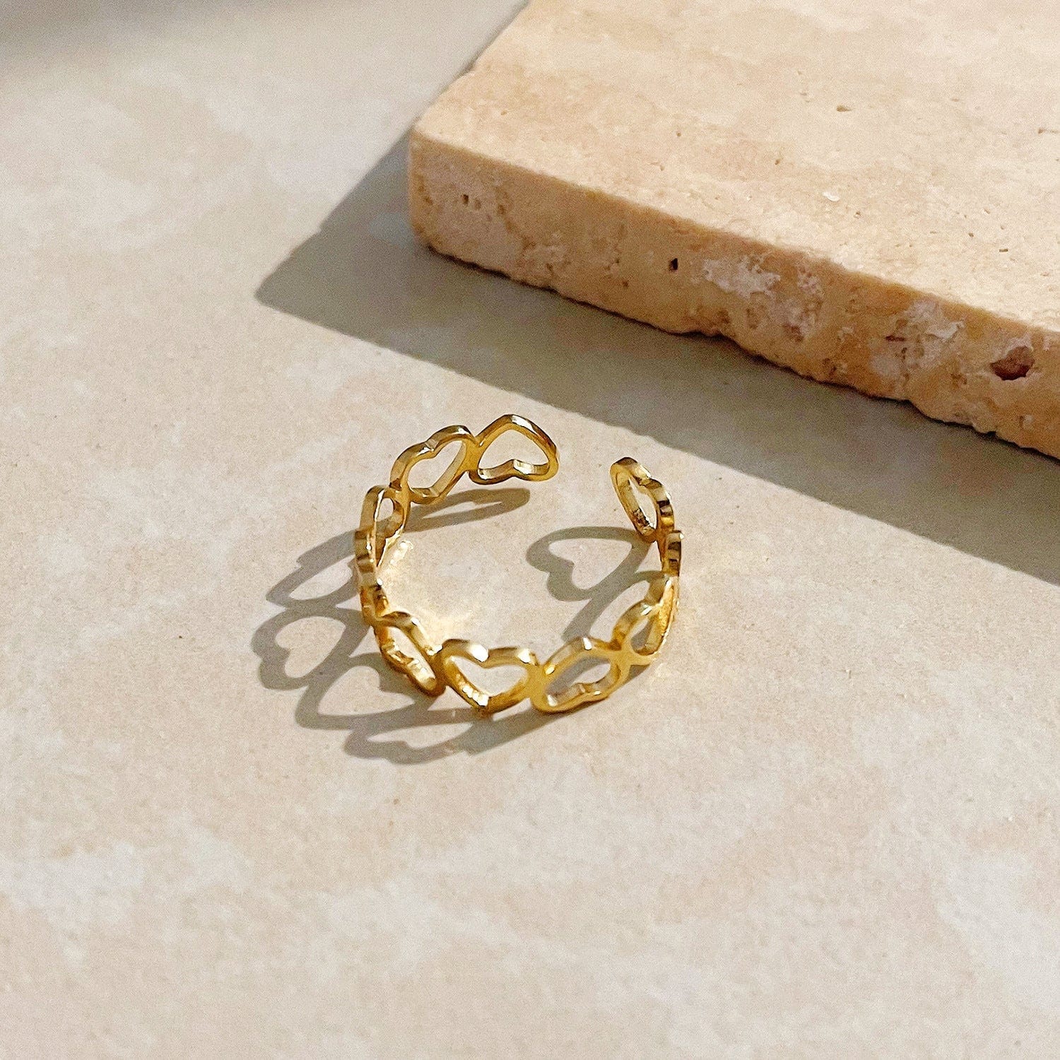 Gold Hollow Hearts Ring - Image 2