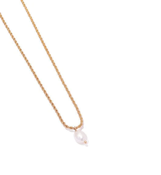 Gold Necklace with Pearl or Embossed Pendant - Image 4