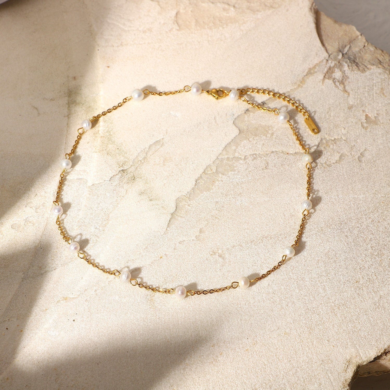 Gold Pearl Beaded Necklace - Image 2