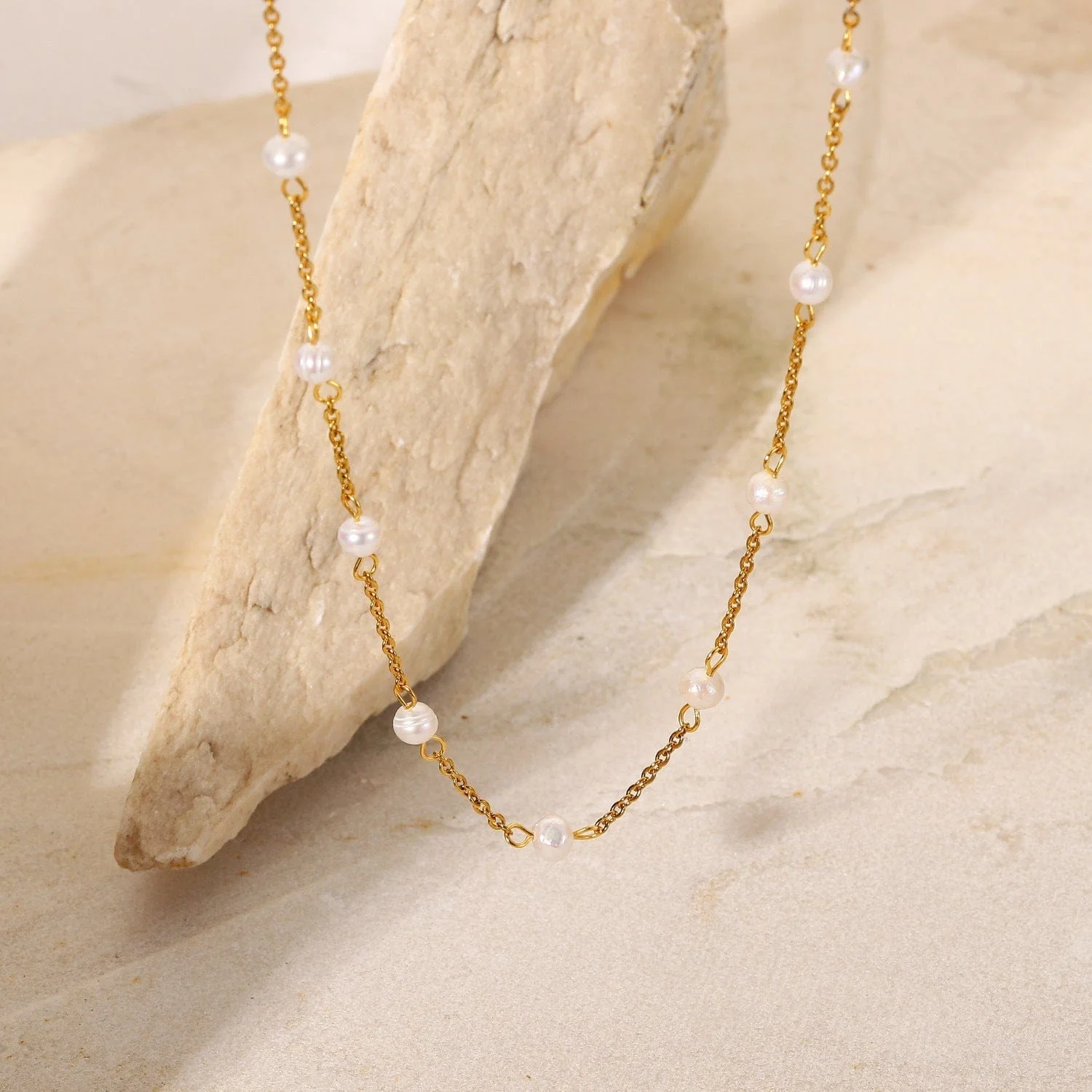 Gold Pearl Beaded Necklace - Image 3