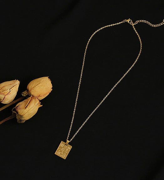 Gold Rectangle Charm Necklace - Image 2