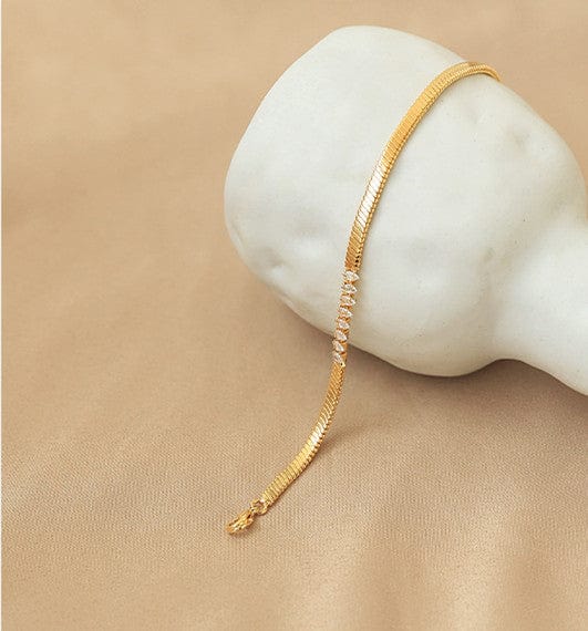 Gold Snake Bone Bracelet with Crystals - Image 2
