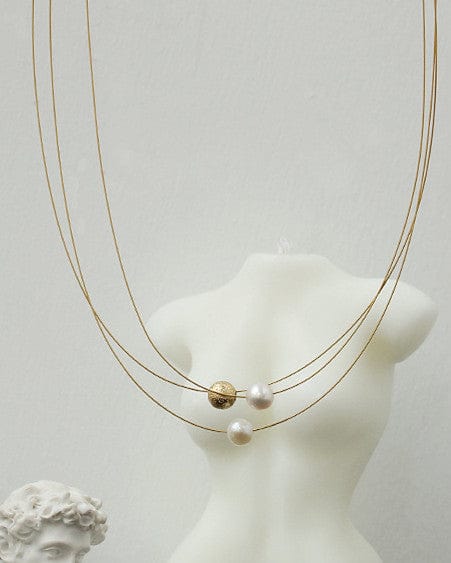 Gold Thread Natural Pearl Necklace - Image 3