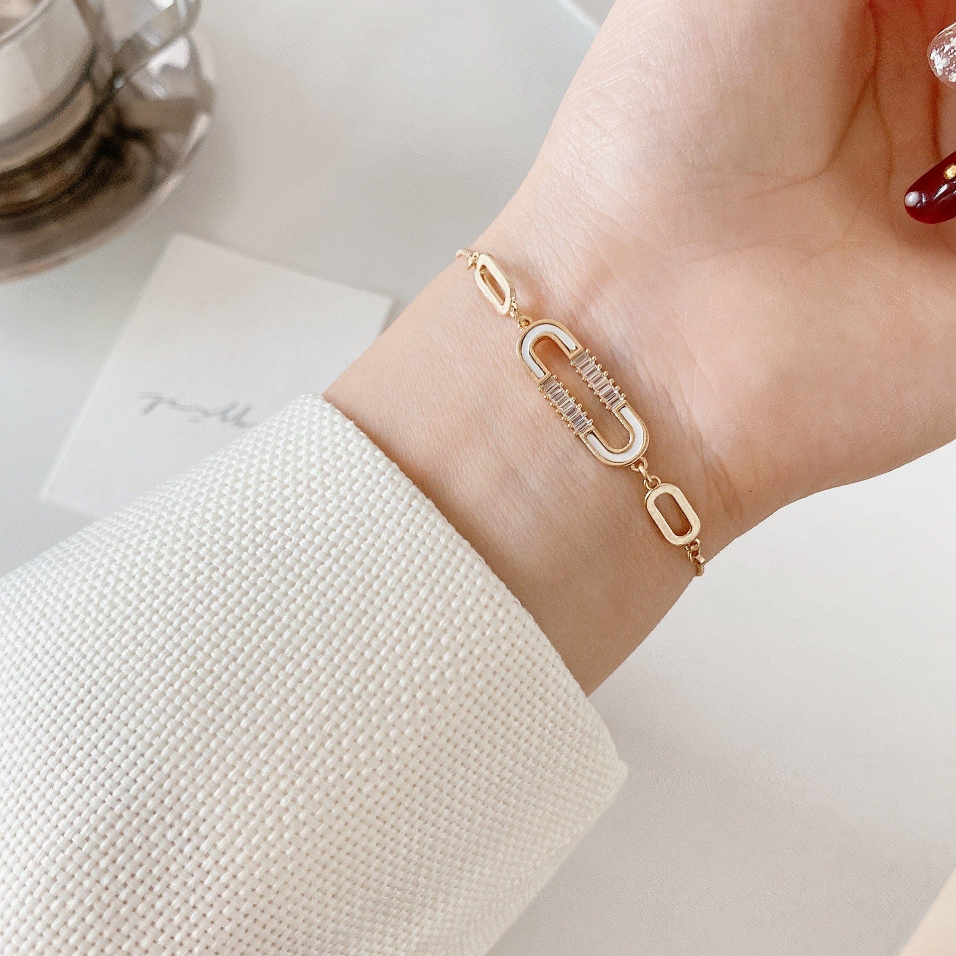Gold U-Shaped Shell Bracelet - Image 2