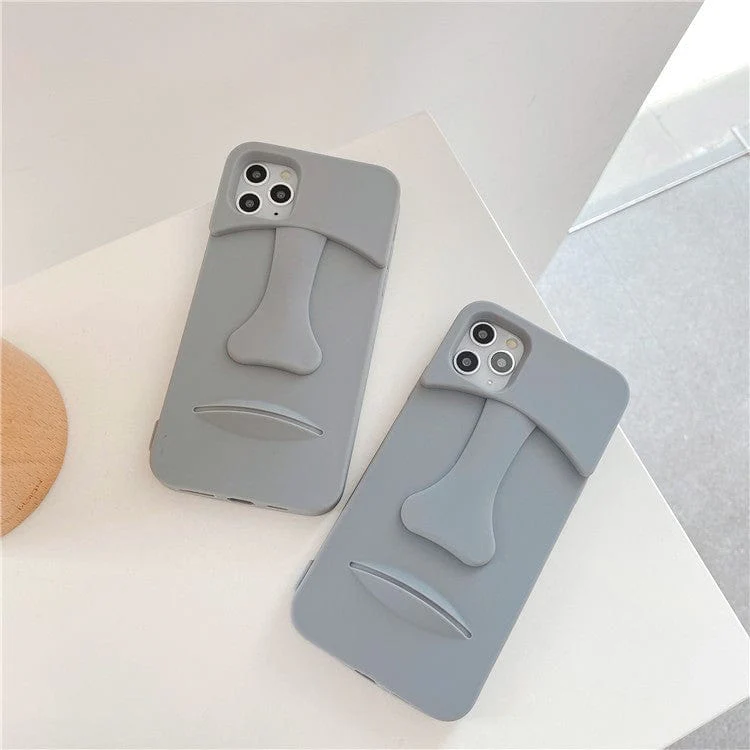 Gray Stone Face Phone Case - Image 4