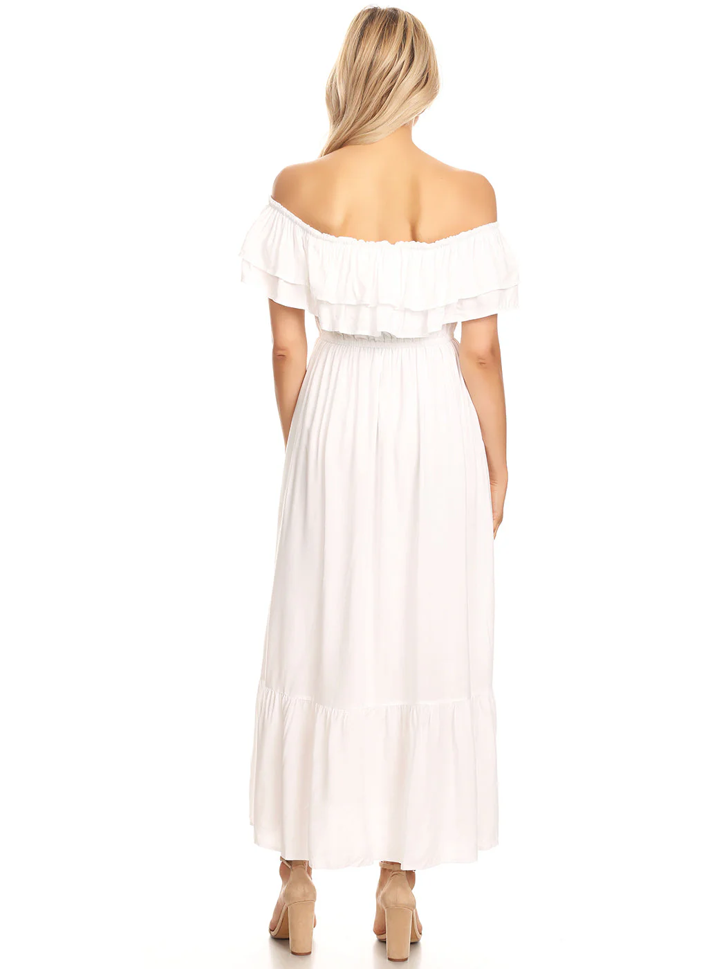 Grecian Ruffle Stretch Maxi Long Dress - Image 2