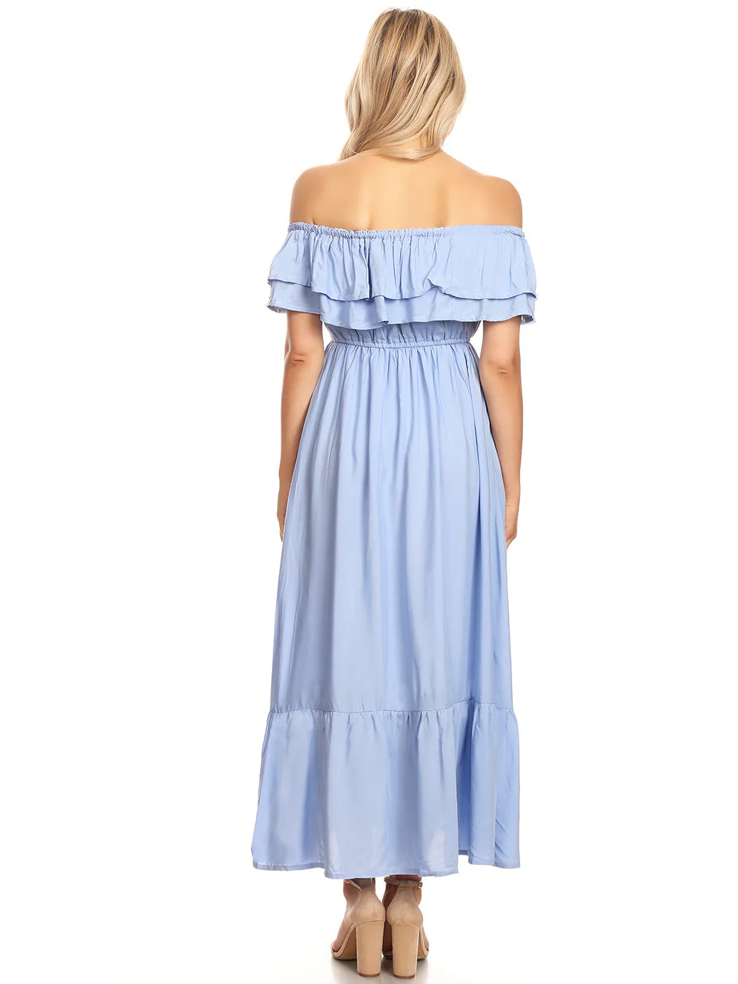 Grecian Ruffle Stretch Maxi Long Dress - Image 22